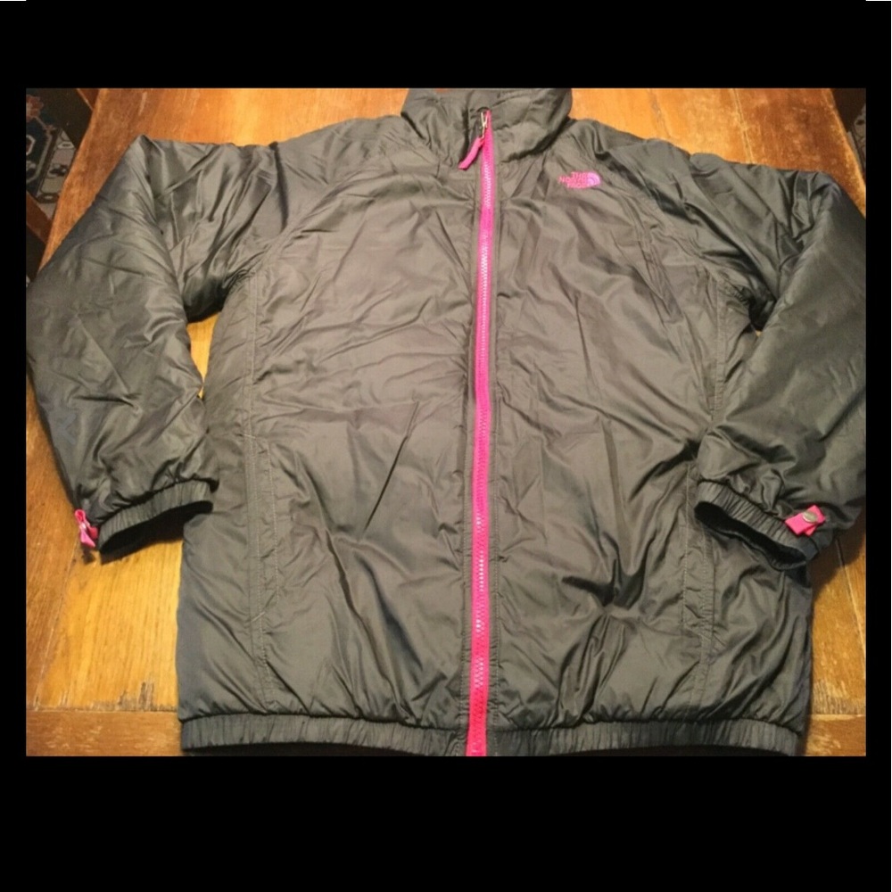 Girls North Face Black Puffer Coat Sz XL/18 EUC - Picture 1 of 7